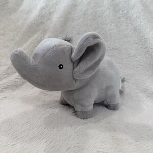 H&M Home Grey Elephant Plush Baby Gift Embroidered Eyes 9" Stuffed Animal